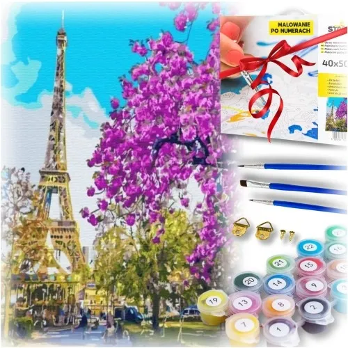 Zestaw do malowania po numerach - wieża Eiffla