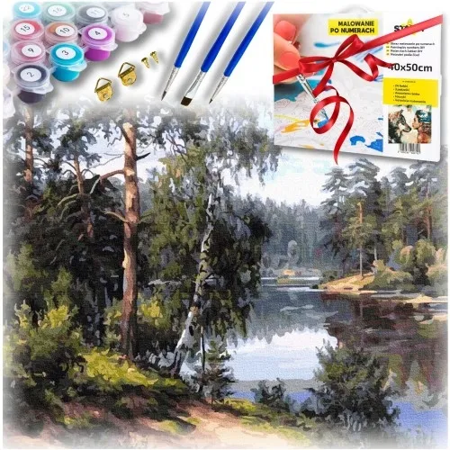 Zestaw do malowania po numerach - rzeka w lesie