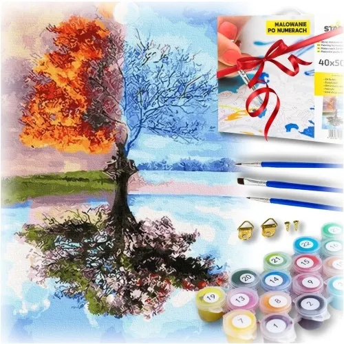 Zestaw do malowania po numerach - drzewo cztery pory roku