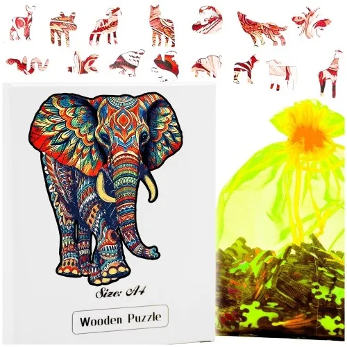Puzzle drewniane słoń A4 178 elementów