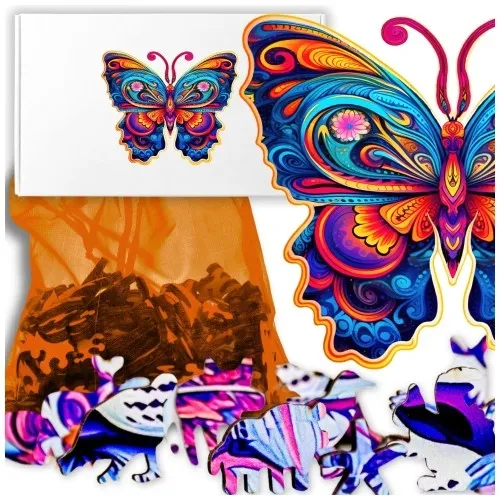 Puzzle drewniane motyl A4 104 elementy