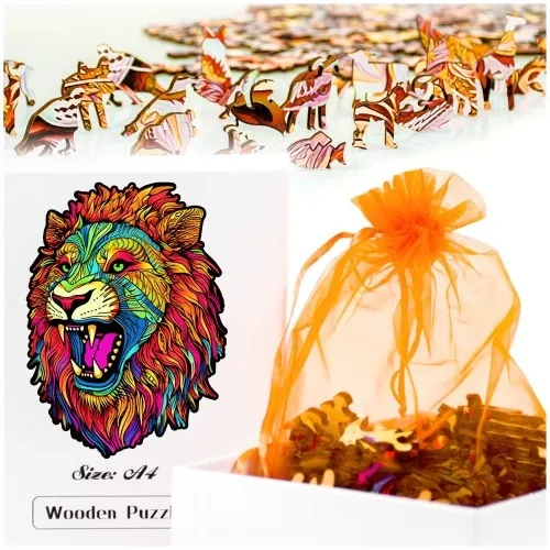 Puzzle drewniane lew A4 150 elementów
