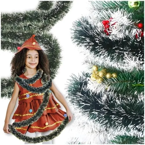 Łańcuch na choinkę zielony 15cm długość 6m