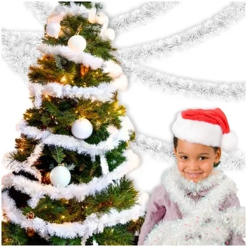 Łańcuch na choinkę biały 10cm 6m