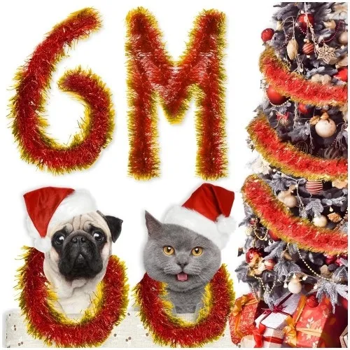 Łańcuch na choinkę czerwono-złoty 10cm 6m