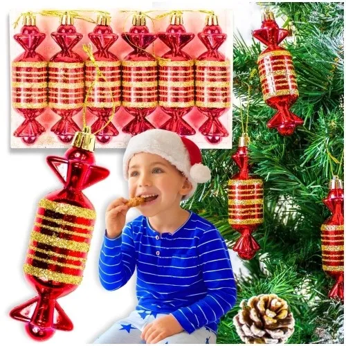 Zestaw bombek cukierki czerwone 6 szt