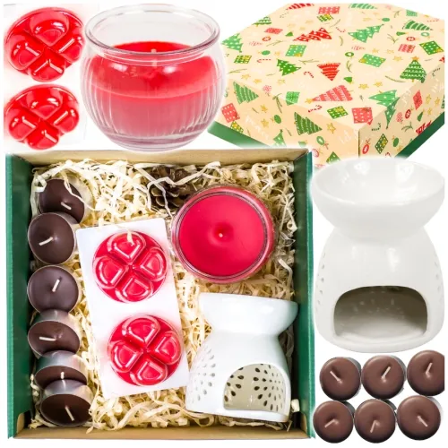 Elegancki zestaw prezentowy kominek ceramiczny wosk podgrzewacze świeczka