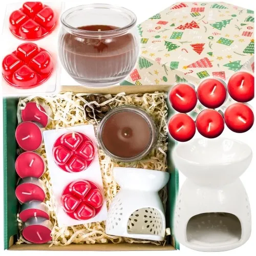 Elegancki zestaw prezentowy kominek ceramiczny wosk podgrzewacze świeczka