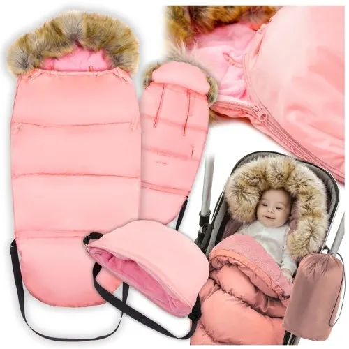 Zestaw śpiworek z futerkiem do wózka fotelika spacerówki na sanki na zimę