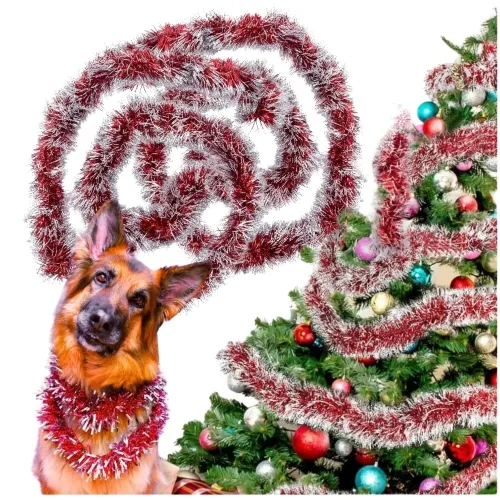 Łańcuch na choinkę czerwono-srebrny 7cm 6m