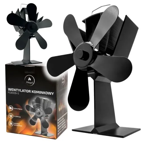 Wentylator kominkowy 5-łopatkowy - czarny