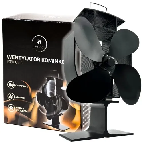 Wentylator kominkowy 4-łopatkowy - czarny