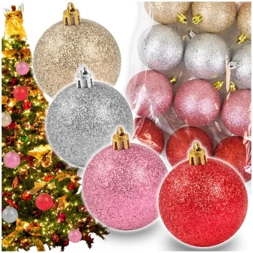 Bombki choinkowe kolorowe błyszczące 12 sztuk 6 cm