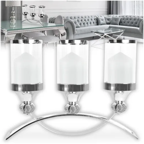 Świecznik srebrny glamour nowoczesny