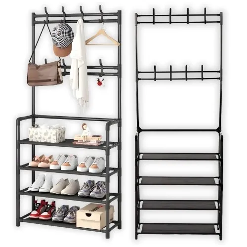 Wysoki wieszak na kurtki z szafką na buty