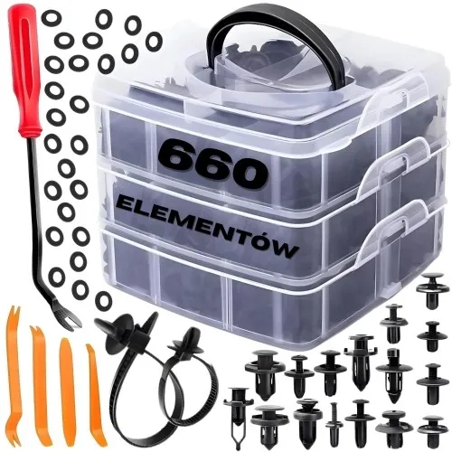 Duży zestaw spinek samochodowych do tapicerki