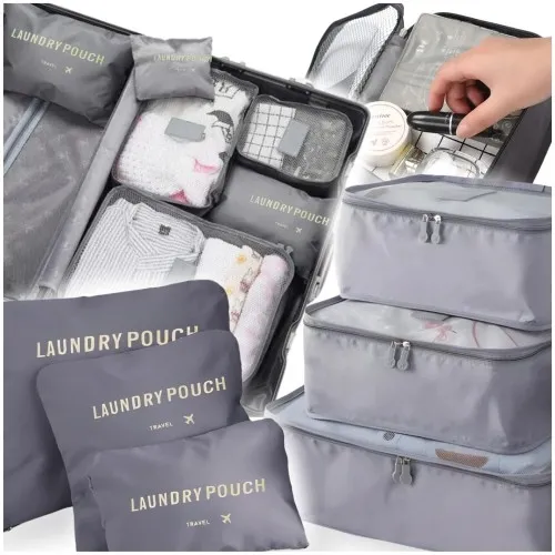 Organizery do walizki podróżne szare 6 sztuk