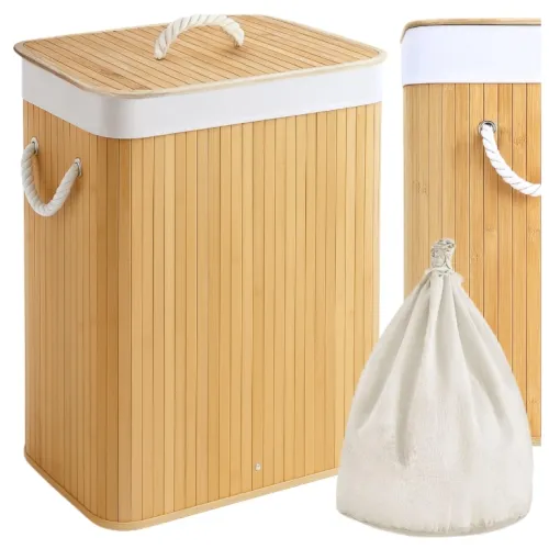 Kosz na pranie zabawki składany bambusowy bieliznę pojemnik duży organizer
