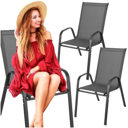 Krzesło ogrodowe metalowe szare 2 sztuki