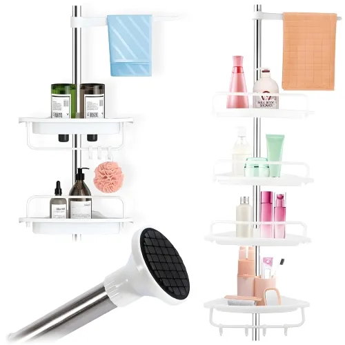 Półka narożna do łazienki biała pod prysznic