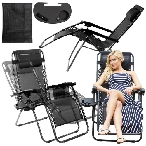 Leżak plażowy grawitacyjny NIGRA z podstawką