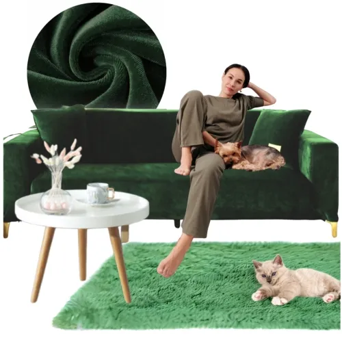 Pokrowiec na kanapę sofę 3-osobową butelkowa zieleń