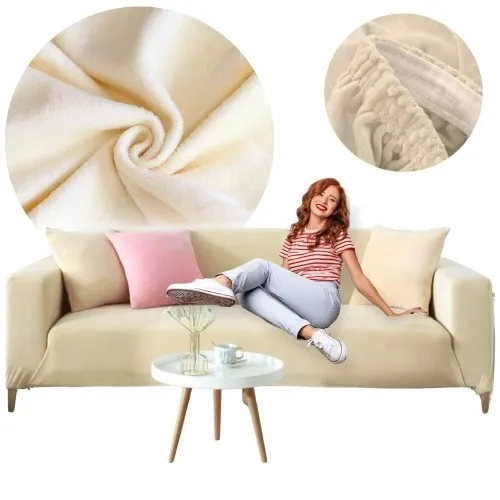 Pokrowiec na kanapę sofę 3-osobową beżowy