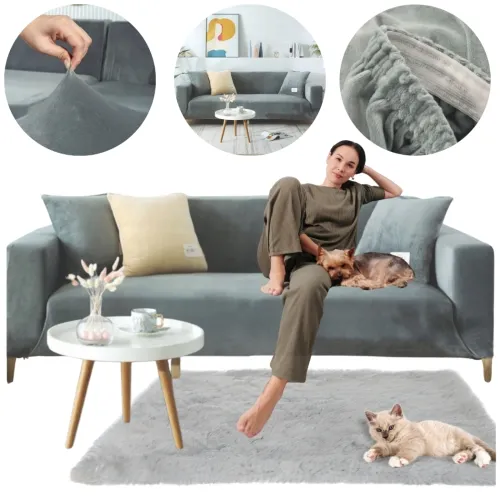 Pokrowiec na kanapę sofę 3-osobową szary