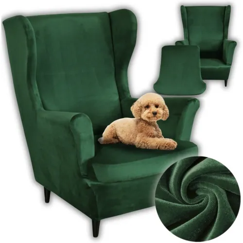 Elastyczny pokrowiec na fotel uszak - butelkowa zieleń