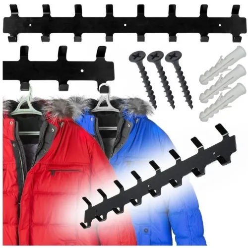 Wieszak ścienny na ubrania klucze wiszący metalowy loft czarny haczyki 16