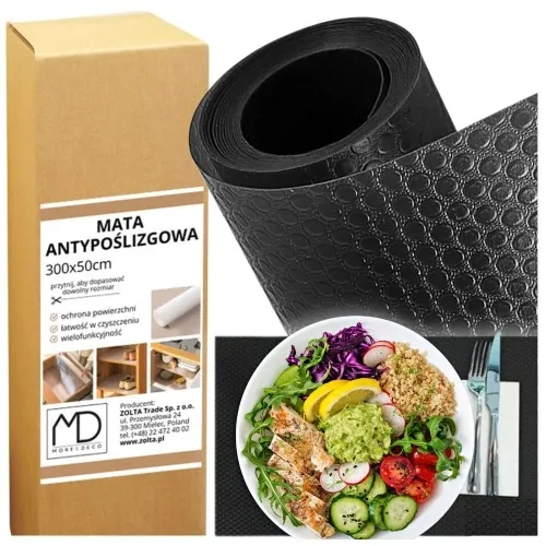 Mata ochronna antypoślizgowa czarna do szuflad, szafek, półek, mocna 300x50 cm