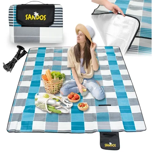 Koc piknikowy 200x200 krata + kotwy