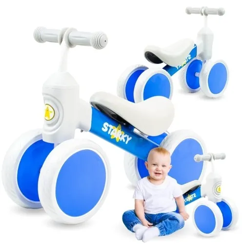 Rowerek biegowy niebieski 4 koła 7" z blokadą skrętu