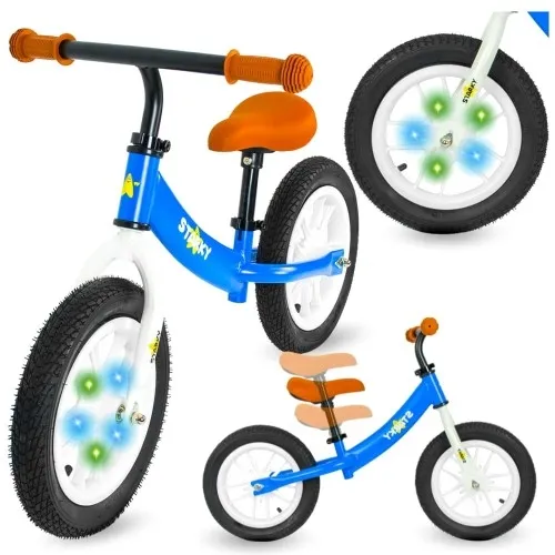 Rowerek biegowy świecące koła LED koła 12" niebieski