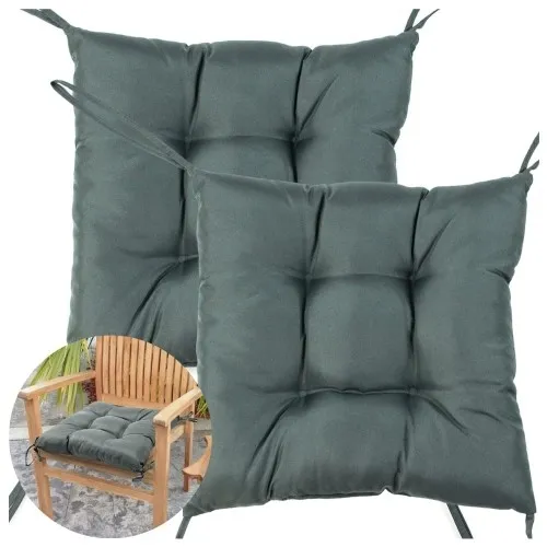 Zestaw poduszek ogrodowych na krzesła z wiązaniem szare - 2 szt.