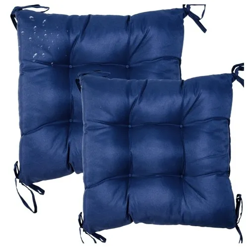 Zestaw poduszek ogrodowych na krzesła z wiązaniem granatowe - 2 szt.