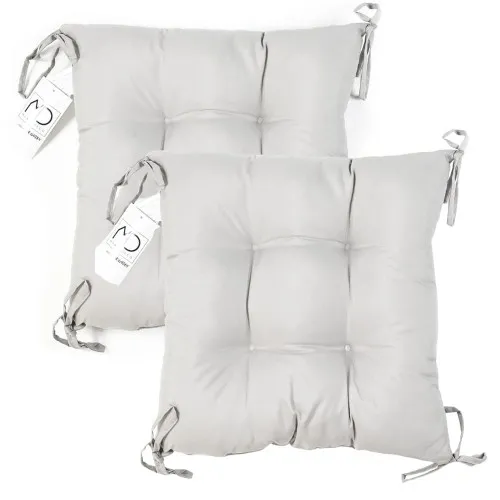 Zestaw poduszek ogrodowych na krzesła z wiązaniem beżowe - 2 szt.