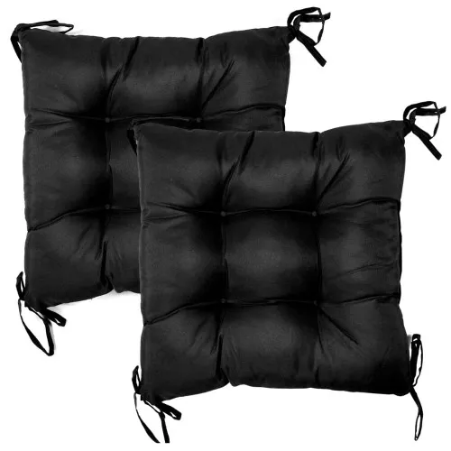 Zestaw poduszek ogrodowych na krzesła z wiązaniem czarne - 2 szt.