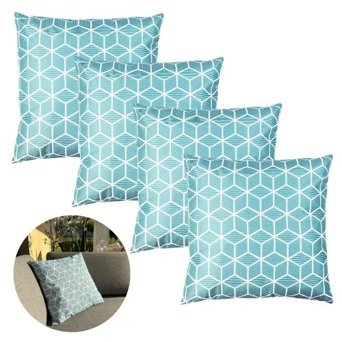 Zestaw 4 szt. poduszek dekoracyjnych wodoodpornych niebieskie 45x45