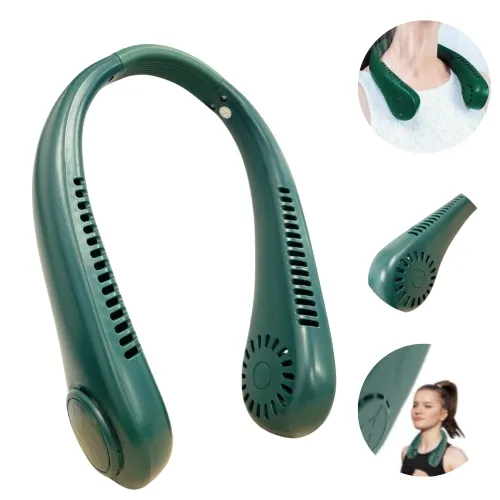 Przenośny wiatrak na szyje wentylator - ciemnozielony