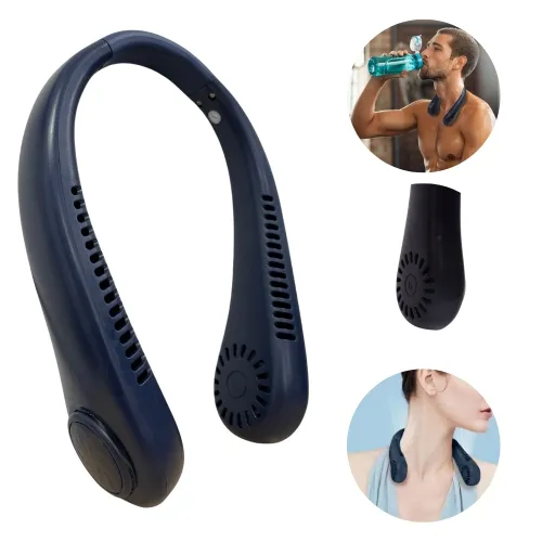 Przenośny wiatrak na szyje wentylator - granatowy