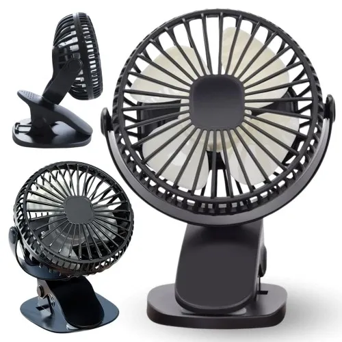 Wentylator z klipsem ładowany USB - czarny