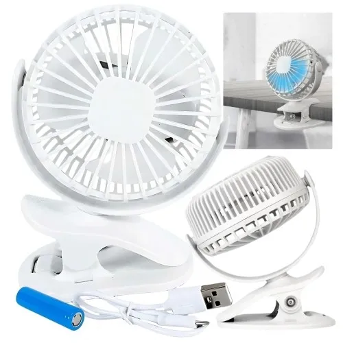 Wentylator z klipsem ładowany USB - biały