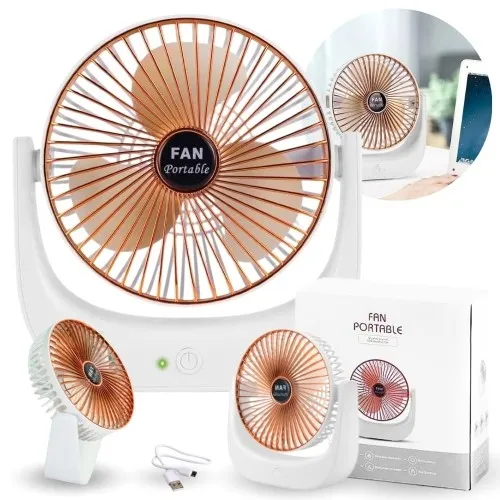 Wentylator biurkowy stojący ładowanie USB - biały