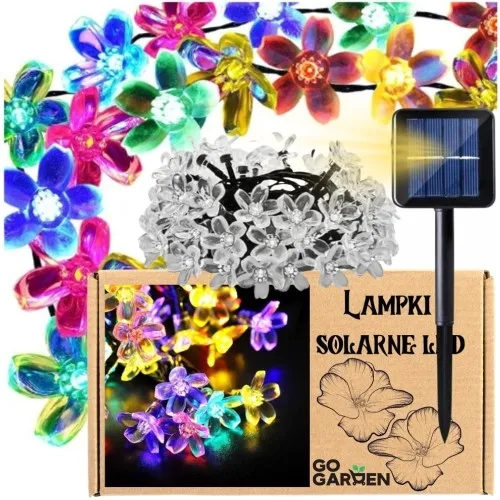 Girlanda solarna LED multicolor kwiatki solarne na taras do ogrodu 50 LED