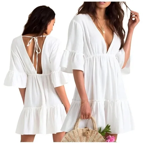 Sukienka na lato pareo boho - biała