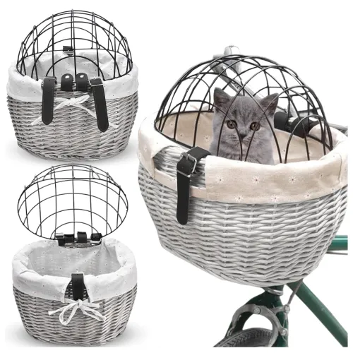 Biały kosz do roweru dla psa