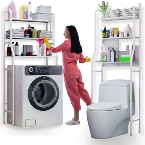 Półka nad toaletę pralkę stojak do łazienki - biały