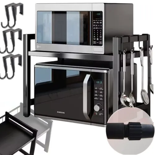 Półka teleskopowa nad mikrofalówkę loft - czarna