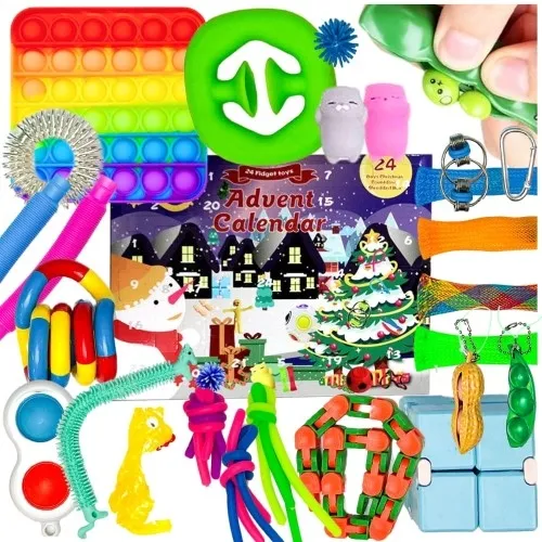 Komplet kalendarz adwent zabawki gniotki popit prezent święta duży zestaw